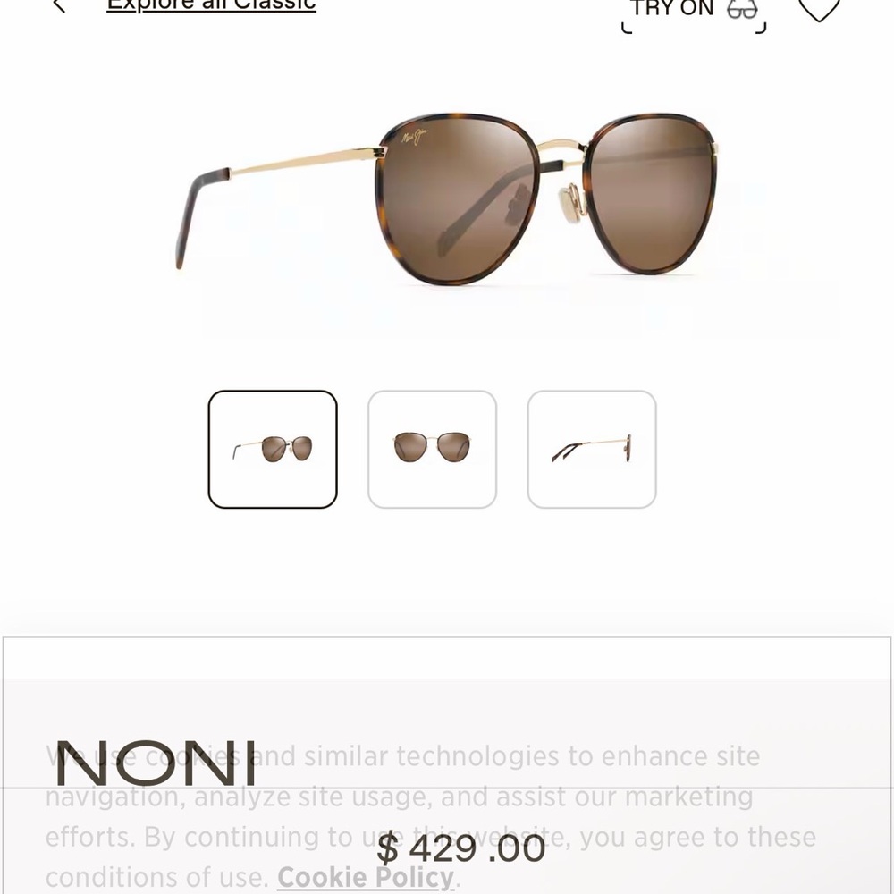 Maui Jim Noni Gold and Brown Sunglasses